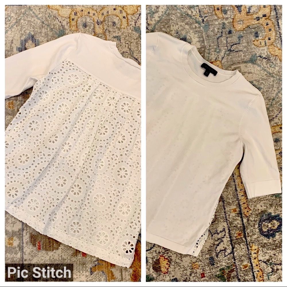 Ann Taylor knit short-sleeves top with lace back